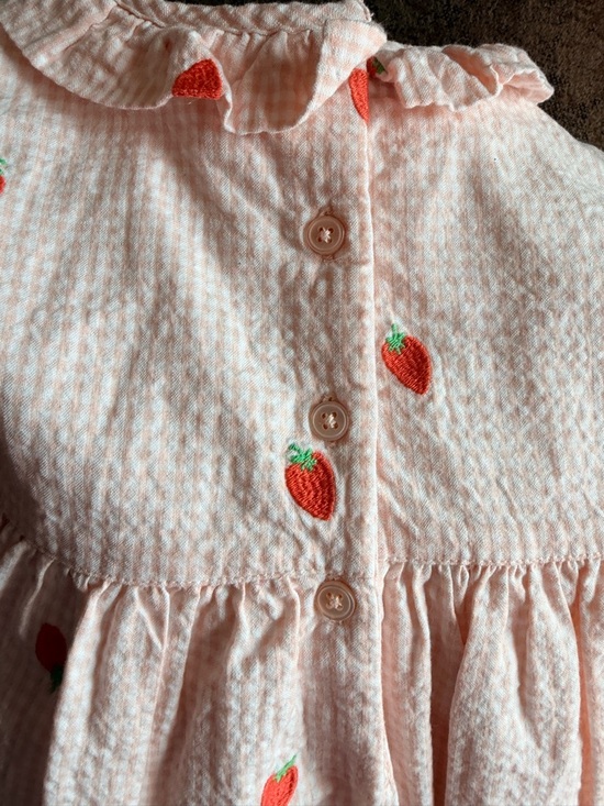 Mini Boden Pink Gingham Strawberry Embroidered Girls' Dress 2-3Y - Picture 5 of 7